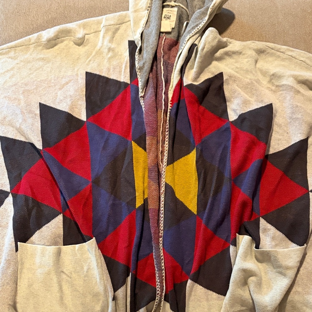 Billabong Multicolor Geometric Poncho-Style Cardigan